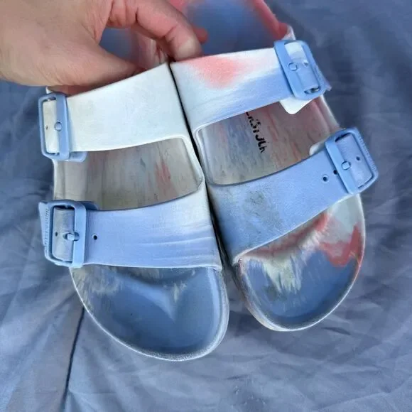 Women’s 7-7.5 EU 38 Birkenstock Arizona Essentials EVA Sandal Marble Tie Dye - Picture 3 of 3